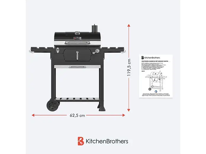 KITCHENBROTHERS KB4019 Houtskoolbarbecue Zwart/RVS