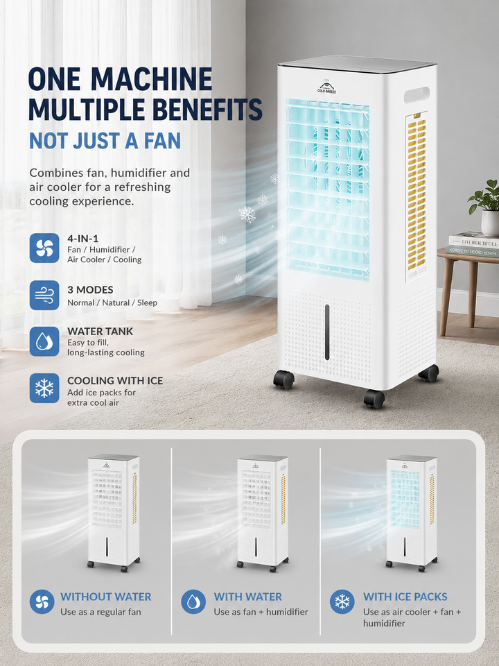 Coldest Breeze™ Max — Krachtige Airco 25 m² Slaapkamer & Kantoor