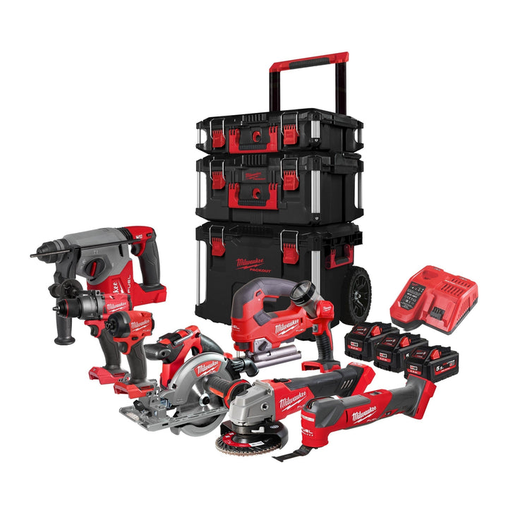 Milwaukee M18 FPP8E-553P Battery Powerpack 8-piece 18V 5.5Ah in PACKOUT Trolley (Milwaukee Tool Set)